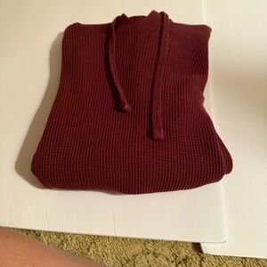 Men's Ribbed Hoodie Sweater - Burgundy